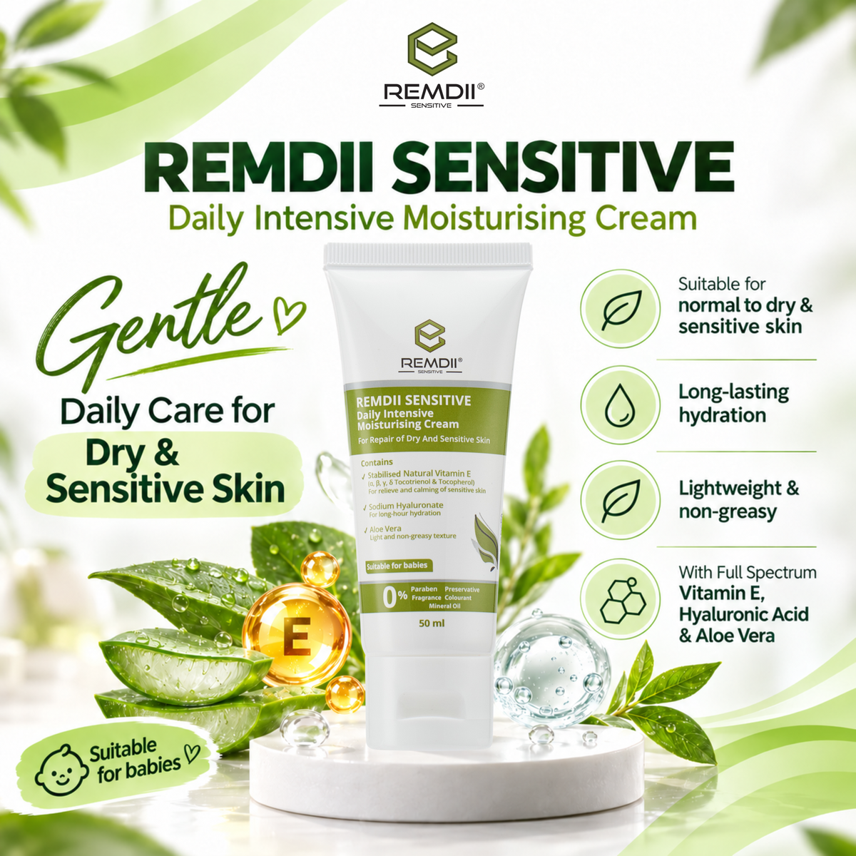 REMDII® Sensitive Daily Intensive Moisturising Cream